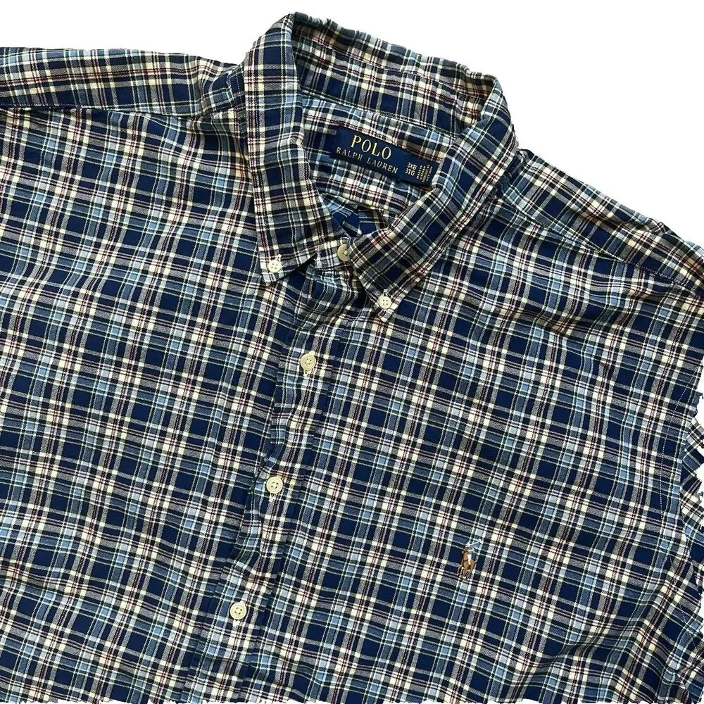 Polo Ralph Lauren Plaid Button Down Shirt Mens 3XB Multi Plaid Big & Tall